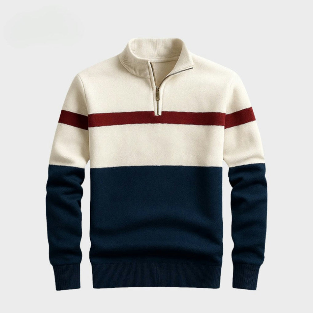 Heritage Stripe Zip Knit Sweater