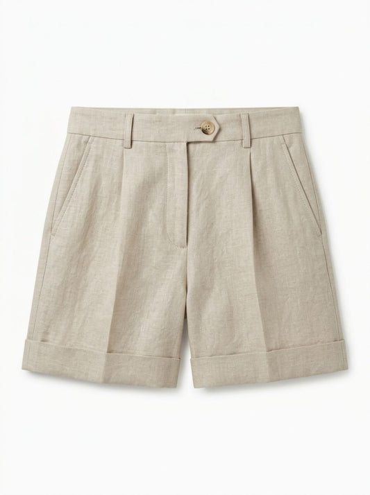 Linen-Silk Tailored Shorts